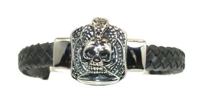 Pulsera de hombre pulsera de cuero motociclista cobra gótica calavera cráneo brazalete de hombre - Imagen 1 de 1