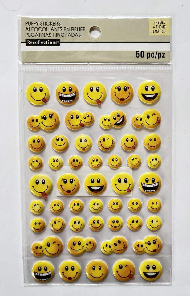 Emoji Sonrisa Cara Divertida Hinchada NUEVO Paquete Recuerdos Pegatinas Dimensionales!  Nuevo en paquete Foto 1 de 1