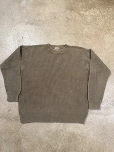 Suéter LL Bean Pescador Tejido Waffle Pesado Pullover Marrón Para Hombres Talla L Cuello Simulado - Imagen 1 de 6
