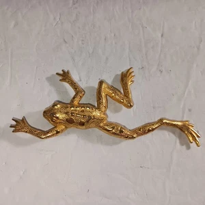 Vintage Jonette Schmuck 4" goldfarbene Frosch Anstecknadel/Brosche - Bild 1 von 5