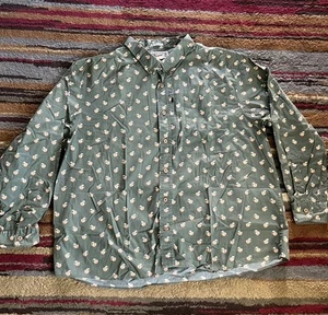 Camisa con botones Duluth Untucked para hombre XXL estampado de tazas de té de algodón verde - Imagen 1 de 12