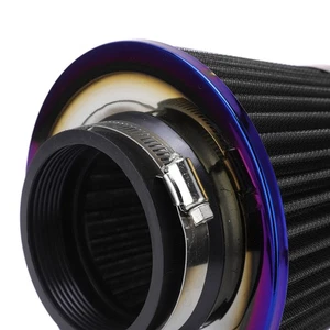Ι Black Car Intake Air Filter 3in/76mm High Performance Washable Reusable Cone - Picture 1 of 12