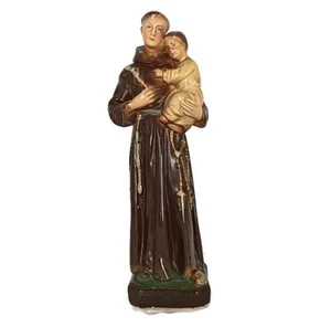 St Anthony Padua of Lisbon Infant Child Plaster Statue Franciscan antique polych - Picture 1 of 8