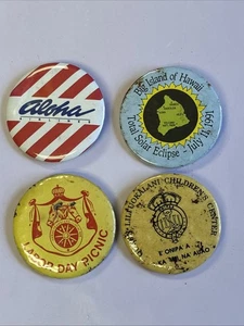 Pin-backs botones Hawaii vintage ~ Lote de 4 ~ LEER DESCRIPCIÓN - Imagen 1 de 10