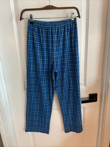 Up Late - Elastic Waist Fleece PJ Pants - Blue & White Plaid - Boys Sz XL 14/16 - Picture 1 of 11