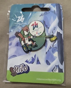 MILAN CORTINA 2026 PARALYMPIC MILO MASCOT WHEEL CHAIR CURLING PIN - Picture 1 of 1