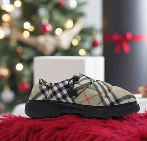 BURBERRY QUILTED PILLOW NOVA CHECK SLIPPERS 46 US 13 - Picture 1 of 15