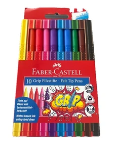 Faber Castell Grip Fibre Tip Colouring Pen 10 Assorted Colours 50-155310 - Picture 1 of 1