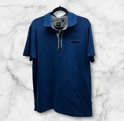 Camisa polo Hugo Boss de corte regular para hombre talla XL azul manga corta con cuello Foto 1 de 4