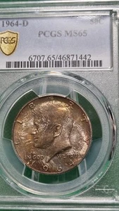 1964 D Kennedy Half Dollar 50c MS65 Album Toning - Picture 1 of 5