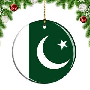 Pakistan Flag Round Christmas ornament city travel souvenir - Picture 1 of 3