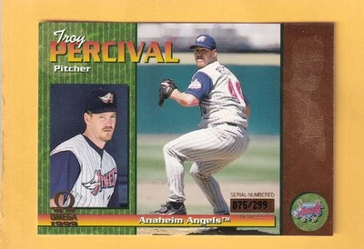 1999 Pacific Omega Gold #6 Troy Percival Anaheim Angels NM-MT 75/299 - Image 1 of 2