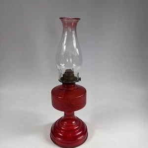 Vintage frühe amerikanische rote Rubin Flash HOMESTEADER Öllampe P&A Adler Brenner Schornstein - Bild 1 von 17