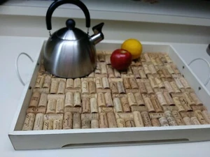 Wooden Cork Ottoman Breakfast Coffee Table Serving Tray Trivet Shabby Chic 16x20 - Picture 1 of 12