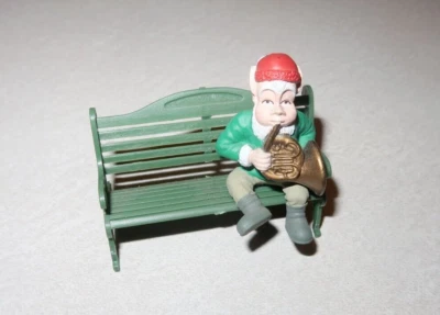 New Bright Holiday Express Musical Train Station BENCH AND SITTING ELF - Image 1 of 2