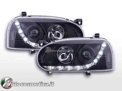 Fari fanali anteriori Tuning Daylight LED per Volkswagen VW Golf 3 III 1991-1997 - Immagine 1 di 4
