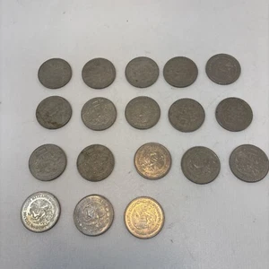 Lot of 18 1982 Mexico Mexican 50 Pesos Coyolxaohqui Eagle Coins - Circulated - Picture 1 of 12