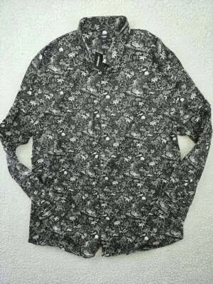 Camisa de Vestir EXPRESS Para Hombre Talla XXL 2XL DELGADA 1MX Negra Blanca Elefante Safari ¡NUEVA CON ETIQUETAS! Foto 1 de 4