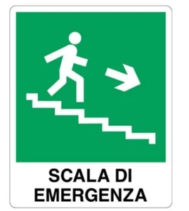 Cartello segnaletico alluminio SCALA DI EMERGENZA 30 X 20 CM sicurezza - Imagen 1 de 1