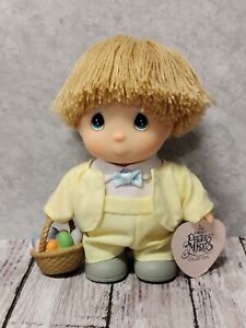 Precious Moments 5" Hi Babies Doll, Easter Best Dressed Boy, Yellow Suit, Basket