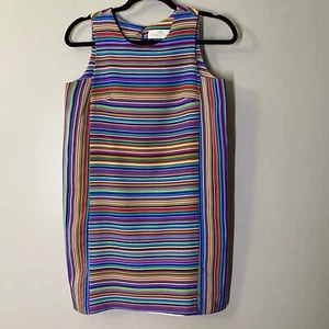 Amanda Uprichard Striped Sleeveless Silk Shift Dress Size S - Picture 1 of 7