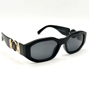 Fashion Designer Oval Style Sunglasses Thick Black Frame Gold X Accent - Picture 1 of 5