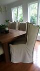 Lee Industries Knife Edge Slipcovered Side Arm Dining Chairs - Set 4