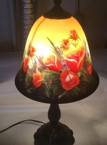 Art Nouveau Table Lamp Roses 20 Inches Tall Heavy - Picture 1 of 6