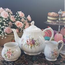 Vintage Sadler Tea Set, Tea Pot Cream Sugar Set, Sadler Windsor, Swirled, China