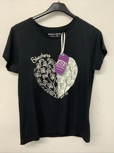 Skechers Womens Graphic T-Shirt, Black, Medium New With Tags - Picture 1 of 4