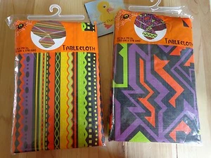 HALLOWEEN TABLECLOTH 52" x 70" Vinyl Flannel Back Stripes or Abstract U PICK ONE - Picture 1 of 5