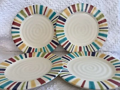 4 Better Homes & Gardens Multicolor Stripes & Swirl Melamine 10.5" Plates - Image 1 of 4