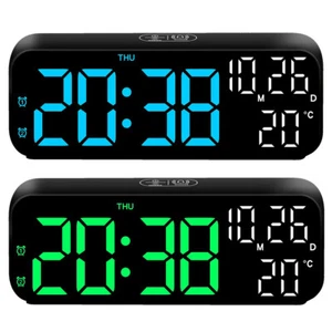 7" Digital Desk Alarm Clock Brightness Dimmer Temperature Snooze Electric Clock - Picture 1 of 14