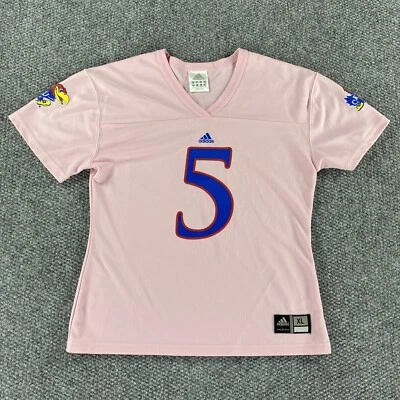 Adidas Womens Kansas Jayhawks Shirt Short Sleeve Pink Size XL - Image 1 of 4