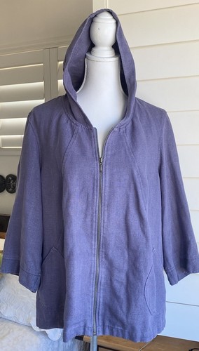 VETEMENTS Giacca Coldwa Creek Langenlook donna 1XL 18W viola con cappuccio lino full zip