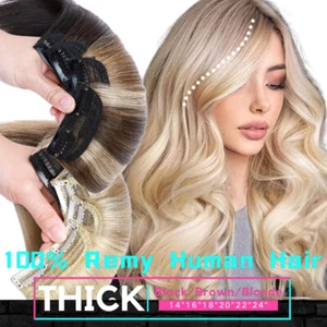 Blonde 100% Real Remy Clip In 8A Human Hair Extensions Short Side Pad Hairpiece - Picture 1 of 24
