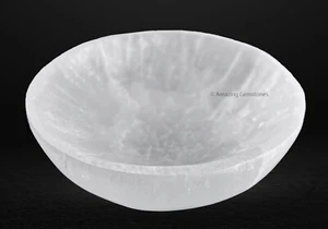 Tazón de placa de cristal de selenita para cargar tus piedras curativas - tazón redondo de 4" pulgadas - Imagen 1 de 8