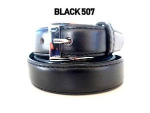 KID'S CHILDREN'S Boys Girls Stitched LEATHER Silver Buckle BELT Size S M L XL - Picture 1 of 6