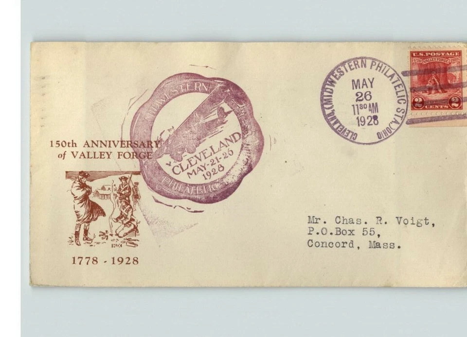 VALLEY FORGE, 1928 First Day of Issue, # 645, canc. Cleveland Midwestern Philate - Image 1 of 1