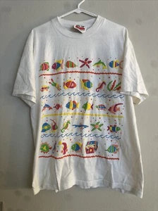 EYES ON CALIFORNIA Shirt Women One Size Fish Seahorse Single Stitch Vintage Blue - Picture 1 of 12