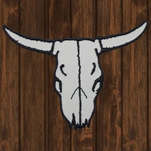 Bull Skull Embroidered Patch — Iron On - Picture 1 of 1