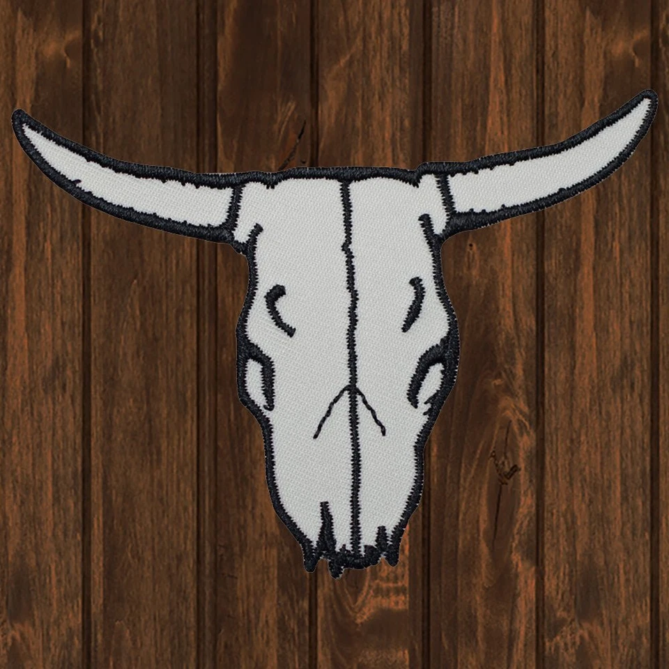 Bull Skull Embroidered Patch — Iron On - Image 1 of 1