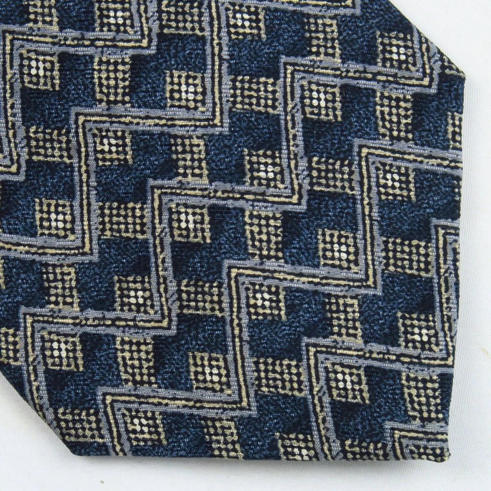 Vintage Guess American Classics Blue Gray Zig Zag Stripe Neck Tie 56x4 Modern - Image 1 of 4