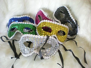 GLITTER MASQUERADE BALL CARNIVAL HALLOWEEN PARTY MASK FANCY DRESS ACCESSORY - Picture 1 of 10