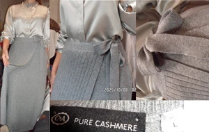 C&A 100% PURO Cashmere Knit CHIC ELEGANTE CÁLIDO Old Money Falda Larga Gris... - Imagen 1 de 24