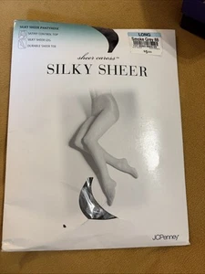 JCPenney Sheer Caress Silky Sheer Pantyhose Long Control Top Smoke Grey Vintage - Picture 1 of 5