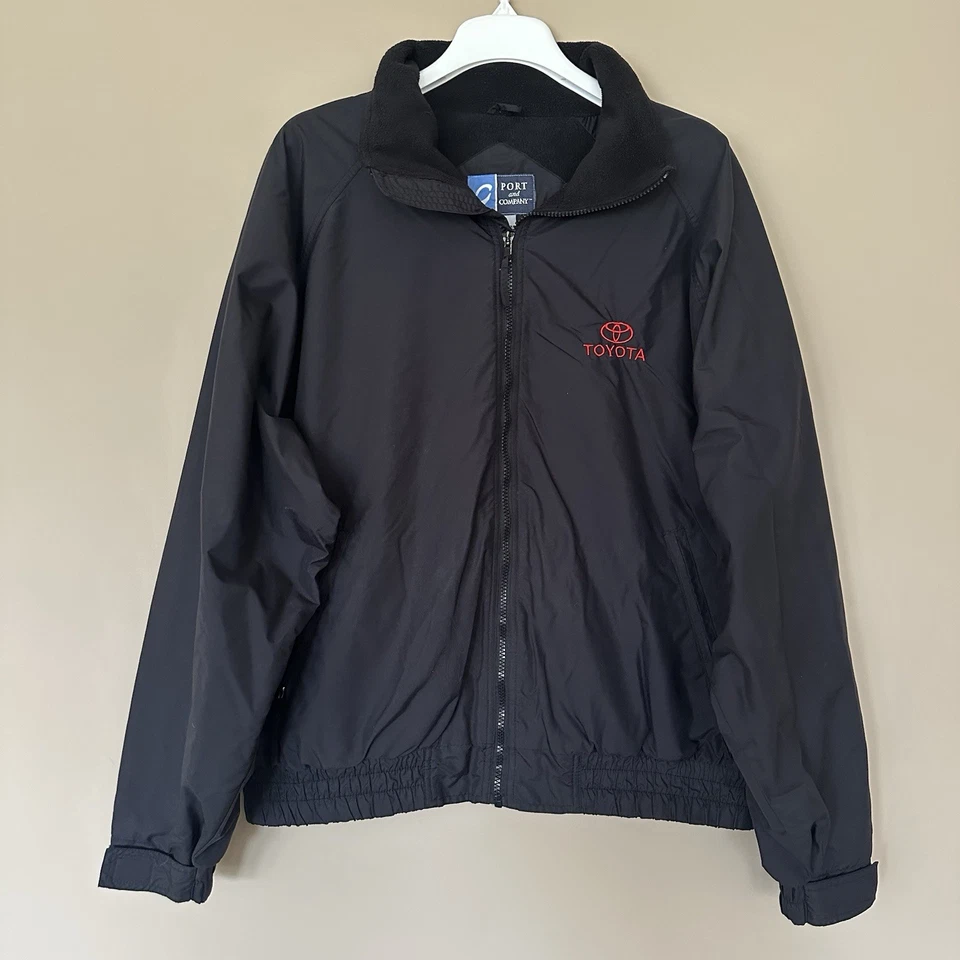 Jaqueta masculina vintage Toyota corta-vento preta com zíper bolsos G logotipo bordado vermelho anos 90 - Imagem 1 de 4