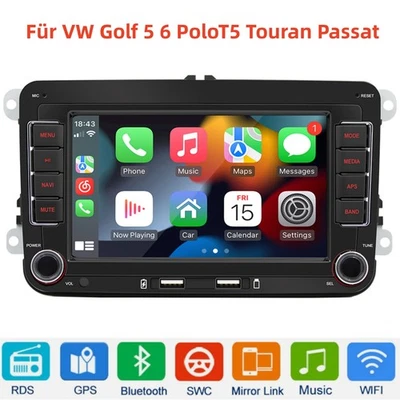 CarPlay Android Autoradio GPS Navi für VW Golf 5 6 PoloT5 Touran Passat 8-Core - Bild 1 von 4