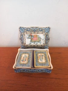 WEDGWOOD Bone China - Blue Elephant Kartenbox mit 2 Sets Spielkarten - Bild 1 von 17