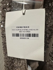 Maya Women's Deluxe Bridesmaid Maxi Dress Halter Neck Sequin Embellished - Picture 1 of 5